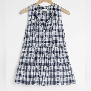 ANTHROPOLOGIE x PILCRO & THE LETTERPRESS Neve Tiered Gingham Plaid Tank Size S